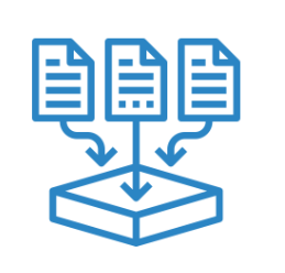 a blue graphic depicting data from three sources feeding into a central hub to describe GradLeaders Career Center streamlining capabilities