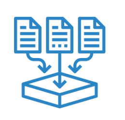 a blue graphic depicting data from three sources feeding into a central hub to describe GradLeaders Career Center streamlining capabilities 