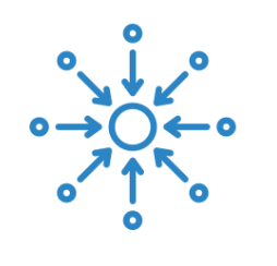 Light blue hub image showing many sources inputting data to a central location depicting GradLeaders all in one capabilities