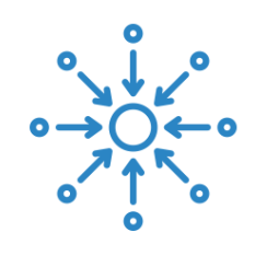 Light blue hub image showing many sources inputting data to a central location depicting GradLeaders all in one capabilities 