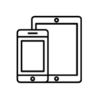 a black graphic image of a mobile phone and tablet representing the mobile responsive benefit of GradLeaders 