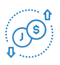 A light blue graphic image of a clock and dollar sign depicting time and money savings from GradLeaders Career Center 