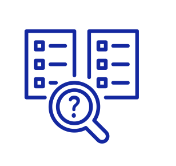 dark blue graphic image of two pages side by side with a magnifying glass representing GradLeaders' offer comparison capabilities 