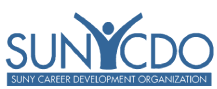 Suny Career Development Organization Logo in blue and white 