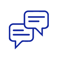 dark blue graphic image of two chat bubbles representing GradLeaders chat capabilities 