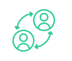 light green graphic image of two non descript people engaging with one another to represent the engagement benefit of gradleaders athletics