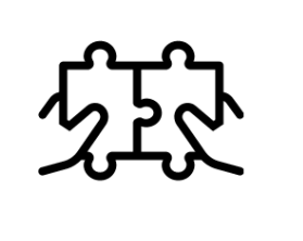 black graphic image of two puzzle pieces fitted together to represent job matching 