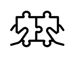 black graphic image of two puzzle pieces fitted together to represent job matching