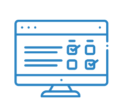 light blue graphic image of a computer screen showing answers to a survey representing TOS survey capabilities